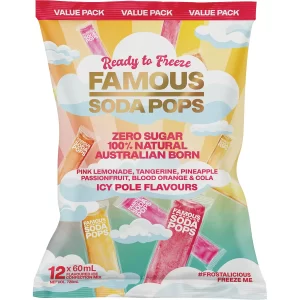 FAMOUS Zero Sugar Soda Pops Assorted Icy Poles 12x60ml