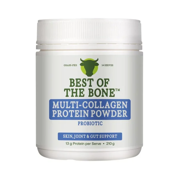 BEST OF THE BONE Healing Multi-Collagen Protein Powder Gut & Immunity Blend with Probiotic Spores Unflavoured 210g