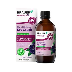 BRAUER Sambucus Black Elderberry Dry Cough Cherry Flavour Oral Liquid 200ml