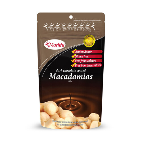 MORLIFE- Dark Chocolate Macadamias 125g
