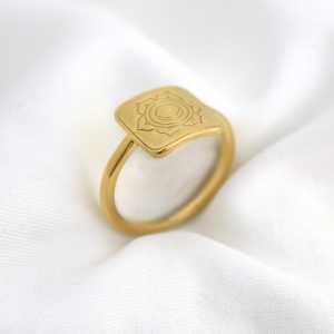 LOVE LUNAMEI Lotus Sacral Chakra Passion Ring Gold L/XL