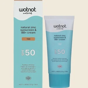 WOTNOT Natural Zinc Sunscreen & BB+ Cream SPF 50 Tan 50g