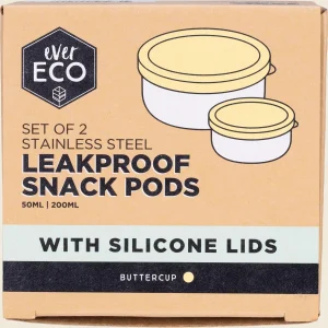 EVER ECO Stainless Steel Leakproof Snack Pods Buttercup 2pk